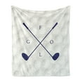 thumbnail image 1 of Golf Soft Flannel Fleece Throw Blanket, Golf Clubs on Ball Background Field Game Activity Hobby Sports Illustration Art, Cozy Plush for Indoor and Outdoor Use, 60" x 80", Indigo Coconut, by Ambesonne, 1 of 6