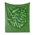 thumbnail image 1 of Golf Soft Flannel Fleece Throw Blanket, Layout of a Setting with Water Hazards Trees Design Fairway Perspective, Cozy Plush for Indoor and Outdoor Use, 50" x 60", Green and Lime Green, by Ambesonne, 1 of 5