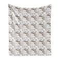 thumbnail image 1 of Golf Soft Flannel Fleece Throw Blanket, Old Fashioned Basket with Balls Shoes Golf Cart Gloves Bag Sports Equipment Design, Cozy Plush for Indoor and Outdoor Use, 50" x 70", Cocoa White, by Ambesonne, 1 of 6