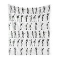 thumbnail image 1 of Golf Soft Flannel Fleece Throw Blanket, Golf Swing Shown in 14 Stages Sports Hobby Themed Sketch Art Storyboard Print, Cozy Plush for Indoor and Outdoor Use, 70" x 90", Black White, by Ambesonne, 1 of 6