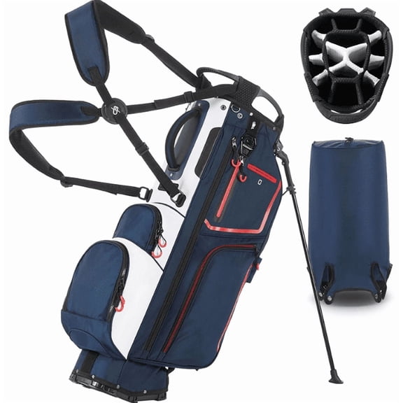 Golf Stand Bag with 14 Way Dividers, Lightweight Durable Toughened Stand, Cart Compatible Base, Ergonomic Dual Strap, Rain Hood, Ample Storage Pockets for Men and Women