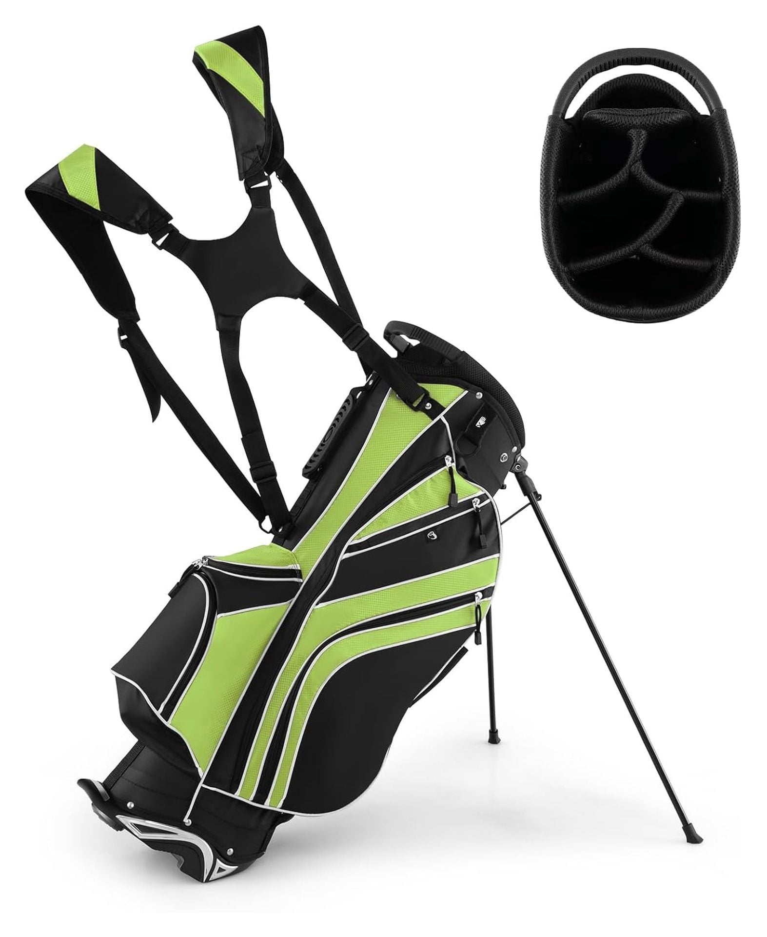 Golf Stand Bag 6 Way Divider, 8 Pockets Lightweight Golf Bag with Rain Hood & Umbrella Holder for Men Women