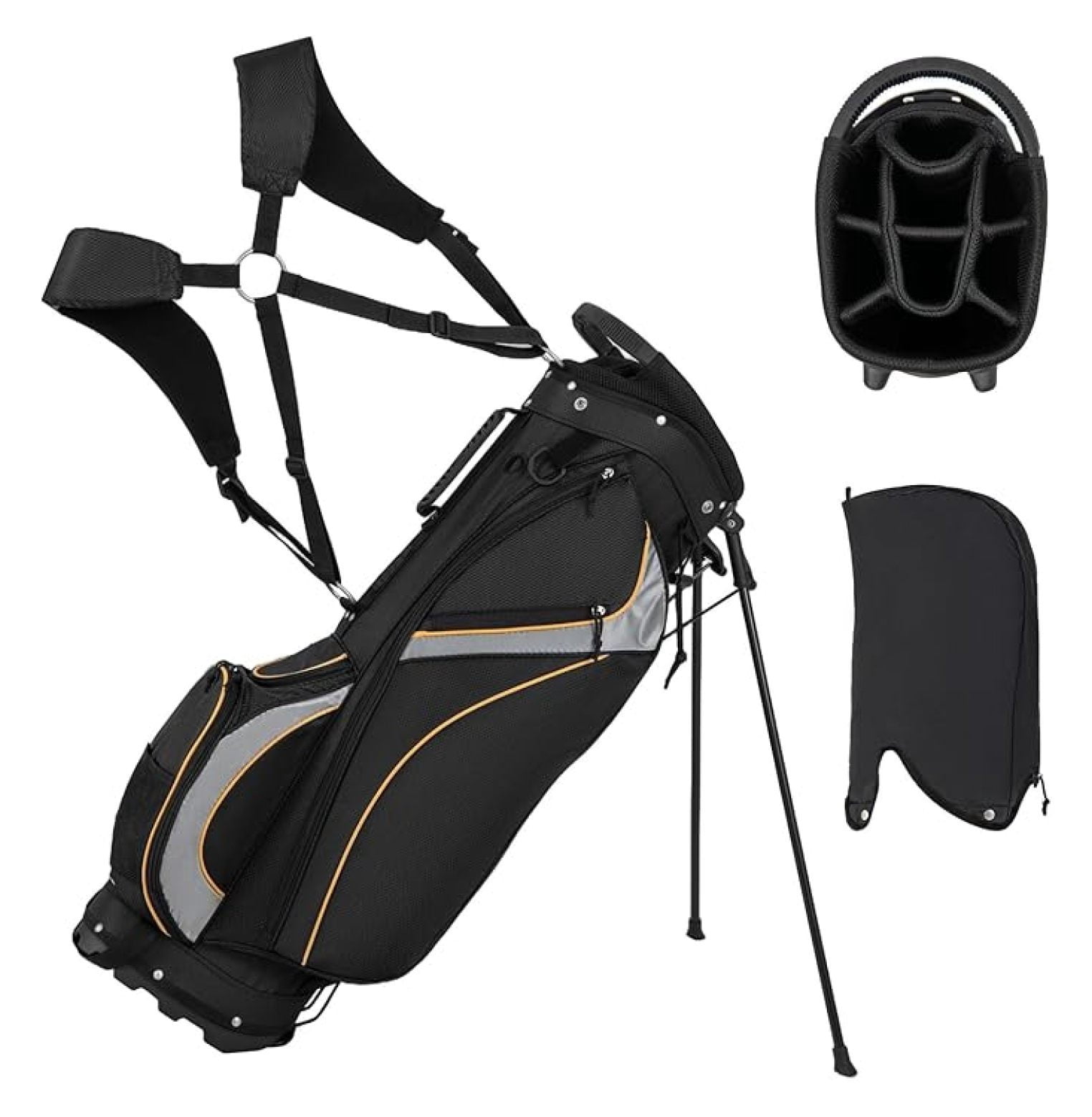 Golf Stand Bag with 8 Way Top Dividers, Golf Club Bag with Cooler, Rain Hood, 7 Pockets, 3 Handles, Dual Adjustable Shoulder Straps & Umbrella Holder, Lightweight Golf Bag for Men Women