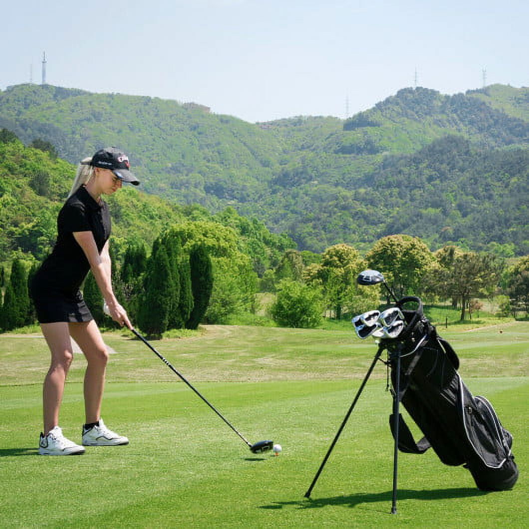 Golf Stand Cart Bag with 4 Way Divider Carry Organizer PocketsBlack