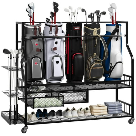 Golf Storage Garage Organizer, Golf Bag Storage Stand and Other Golfing Equipment Rack, Extra Storage Rack for Golf Clubs
