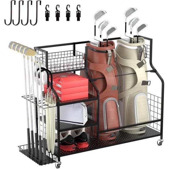 Golf Storage Organizer for Bags, Extra Large Golf Club Racks for Garage Golf Bag Stand Holder for Golf Equipment Accessories