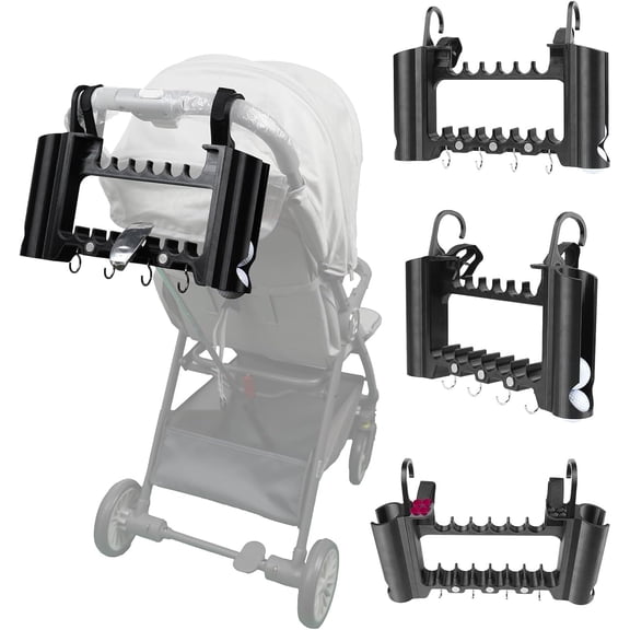 Golf Stroller Attachment, 16-Club & 12-Ball Capacity with Adjustable Straps, Universal Fit, Golf Club Holder for Strollers, Perfect Golf Gift for Parents