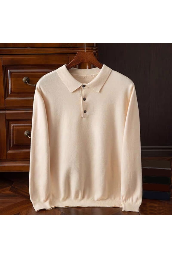 Golf Sweaters for Men Long Sleeve Button Up Casual Business Top Slim Fit Collared Pullovers