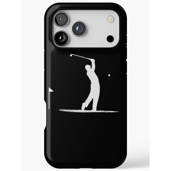 Golf Swing Silhouette Black and White Tough Case for Apple iPhone, Polycarbonate and TPU