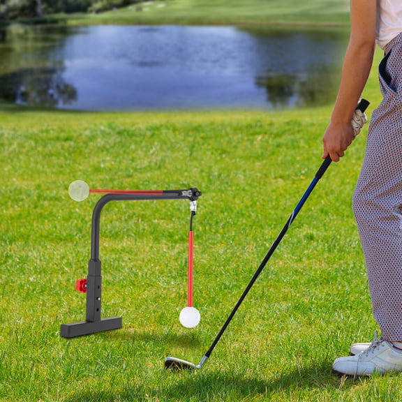 Golf Swing Trainer Aid with Adjustable Height, 360 Automatic Ball Return, Iron Construction, Easy to Carry and Store, Perfect for All Skill Levels