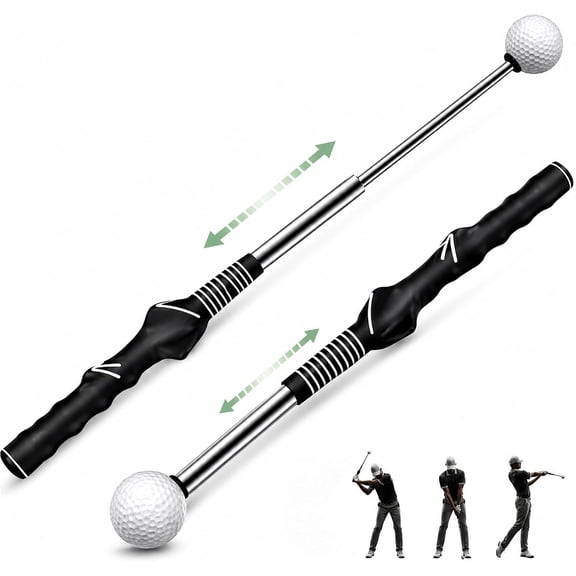 Golf Swing Trainer & Grip Aid – Retractable Training Club for Warm-Up, Tempo, Strength & Chipping Practice – Improves Swing Mechanics
