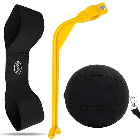 Golf Swing Trainer Kit with Adjustable Arm Band & Inflatable Impact Ball - Posture Corrector for Men/Women Beginners, Indoor/Outdoor Motion Practice Aid