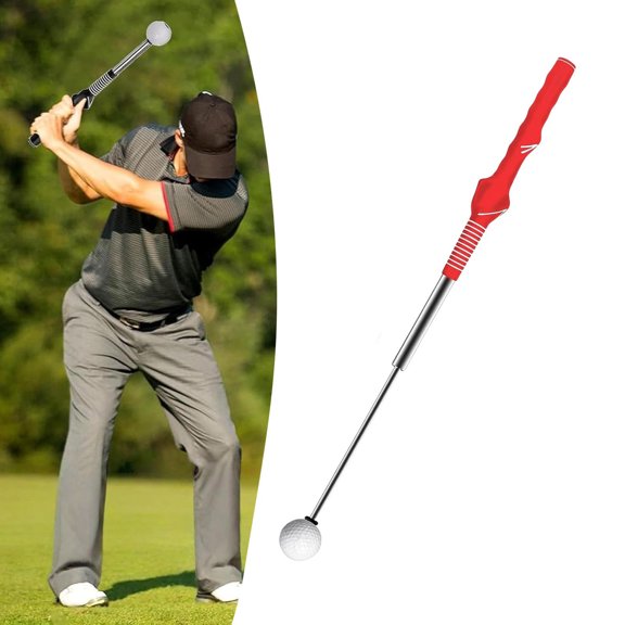 Golf Swing Training Aid Set- Retractable Golf Grip Swing Trainer& Arm Band, Indoor Outdoor Golf Practice Warm Up Stick