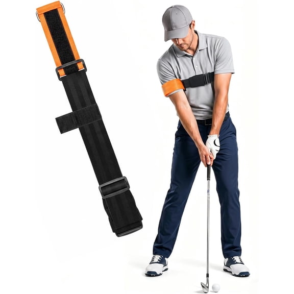 Golf Swing Training Aid Strap, Adjustable Trail Arm Connection Trainer, Instant Feedback Golf Arm Band to Help Reduce Chicken Wing and Improve Swing Path