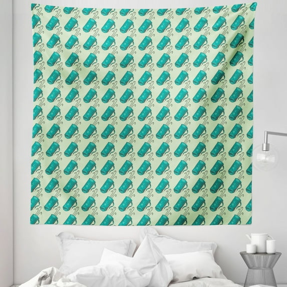 Golf Tapestry, Clubs in a Bag with Shoulder Straps Modern Sports Hobby Illustration, Fabric Wall Hanging Decor for Bedroom Living Room Dorm, 5 Sizes, Turquoise and Pale Green, by Ambesonne
