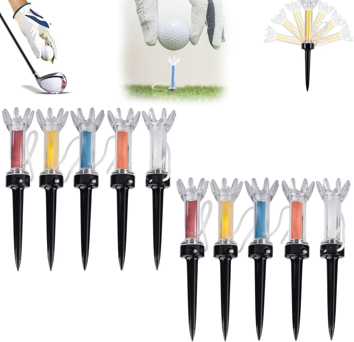 Golf Tee with Magnetic Plastic 360 Degree Bounce, 360°Magnetic Golf Tee Holder with Bounce, Multi Color Flexible Magnetic Plastic Golf Tee for Training Practice Tool Accessory