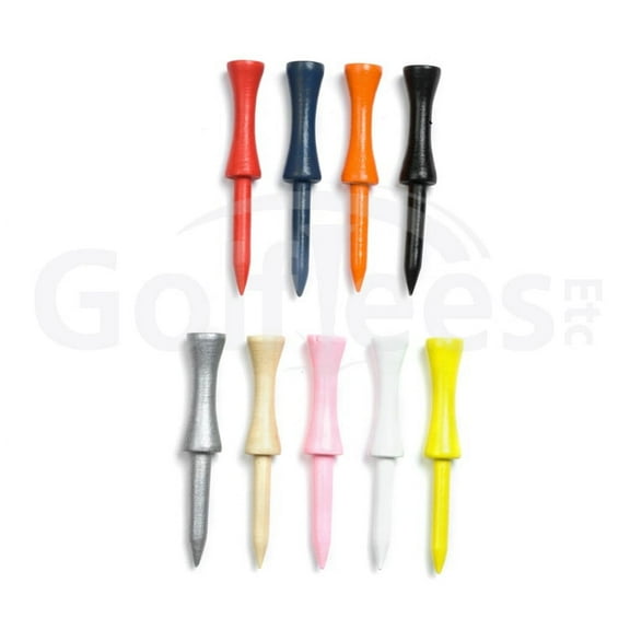 Golf Tees Etc Step Down Assorted Wood Golf Tees 2 3/4" Inch Strong & Light Weight Castle Golf Tees - (100 Pack)