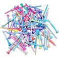 thumbnail image 1 of Golf Tees Multiple Colors Mixed Size Package, 100pcs Professional Bamboo/Wood Golf Tees, Size 3-1/4", 2-3/4" & 1-1/2" Reduce Friction and Resistance Coloured Pattern 2-3/4"+1-1/2", 1 of 5