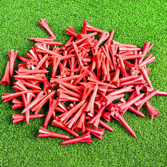 Golf Tees Plastic Unbreakable 1 1/2 Inch Value 50/100 Pack, Stable Short Tees with Side Spin Design for Less Friction & Par 3 Holes, Easy to Find for Driving Range