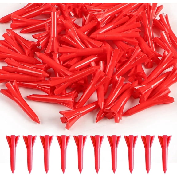Golf Tees Plastic Unbreakable 1 1/2 Inch Value 50/100 Pack, Stable Short Tees with Side Spin Design for Less Friction & Par 3 Holes, Easy to Find for Driving Range