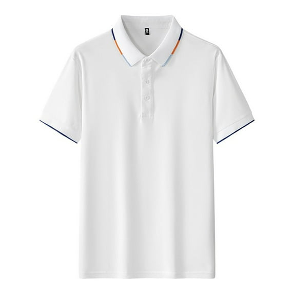 Golf Tees Shirts for Men Plus Size M-4X Short Sleeve T-Shirts Mens Pullover Solid Color Slim-Fit Button Collared Business Casual Lapel Tops