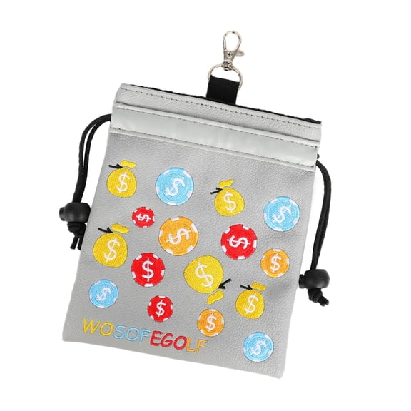 Golf Tees Storage Bag Golf Tees Pouch with Clip Drawstring Golf Bag for Unisex