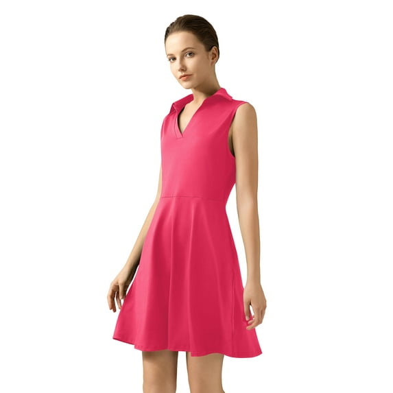 Golf Tennis Dresses, Women Athletic Dress with Separate Shorts, V Neck Sleeveless Workout Dresses Solid Color XL