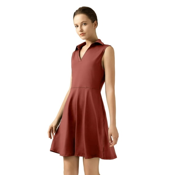 Golf Tennis Dresses, Women Athletic Dress with Separate Shorts, V Neck Sleeveless Workout Dresses Solid Color XL