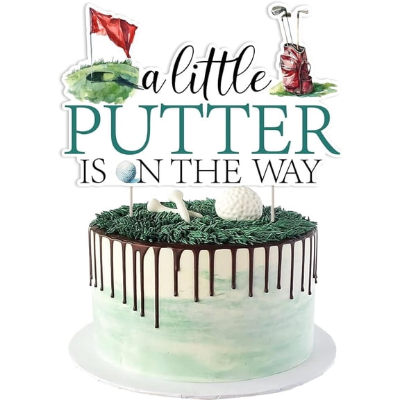 Golf Theme Baby Shower Decorations A Litter Putter Is On the Way Cake Topper Golf Gender Reveal Decors With Golf Club Bag Ball Red Flag Lawn Golf Party Decoration for Sports Golf Baby Shower