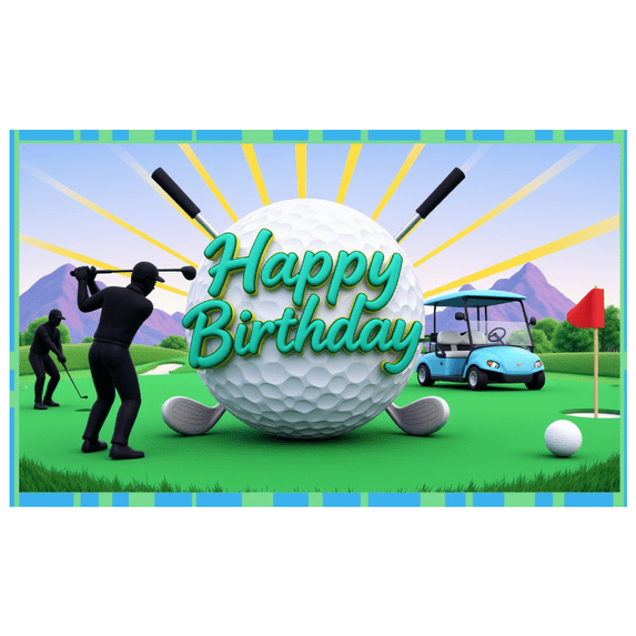 Golf Theme Birthday Banner Outdoor Sports Decorative Design for Birthday Party Event Celebration
