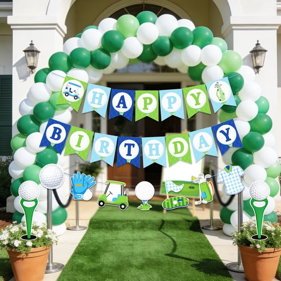 Golf Theme Birthday Decorations Set - Happy Birthday Banner with Golf Element Hanging Ornaments for Golf Lovers Party