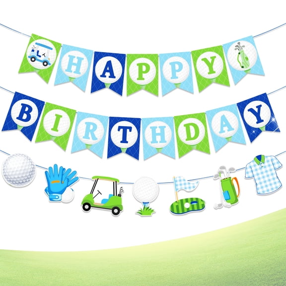 Golf Theme Birthday Decorations Set - Happy Birthday Banner with Golf Element Hanging Ornaments for Golf Lovers Party