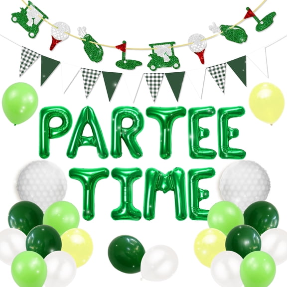 Golf Theme PARTEETIME Party Decorations Set - Green Yellow Golf Balloons & Banners for Golf Lovers' Gatherings