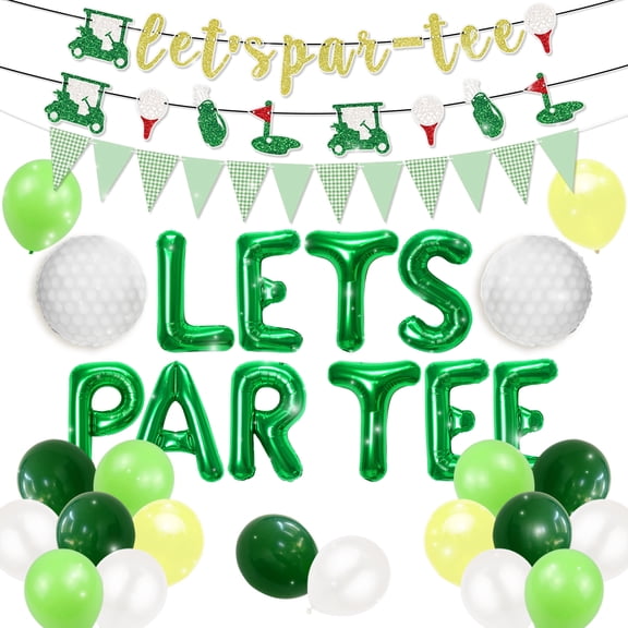 Golf Theme Party Decorations Set - Let's Par-Tee Balloons Banner & Flags for Golf Lovers' Gatherings