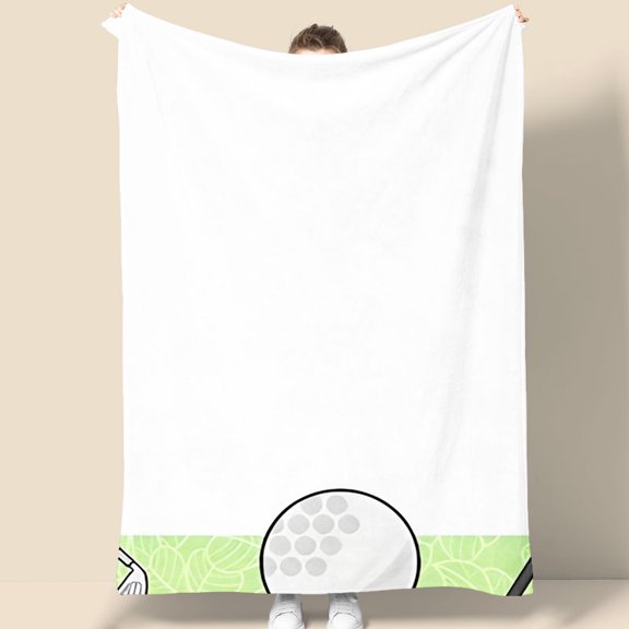 Golf Theme Tapestry 70.07 x 90.55 Inches Green Leaf Pattern with Golf Balls and Clubs Border Wall Hanging for Home Decor