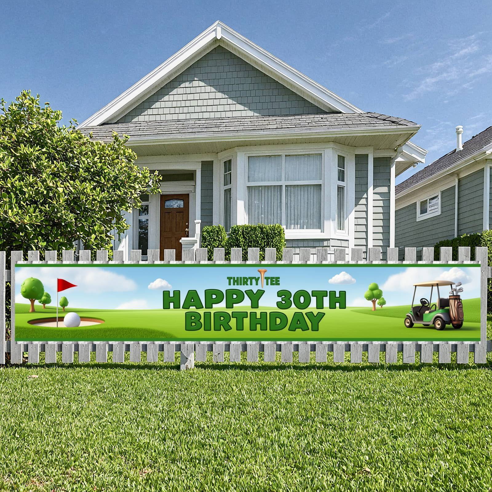 Golf Themed Happy 30th Birthday Banner Green 30th Birthday Display Golf ...