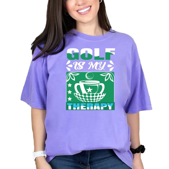 Golf Therapy Trophy Design Enthusiast, Violet Comfort Colors T-Shirt, 3XL