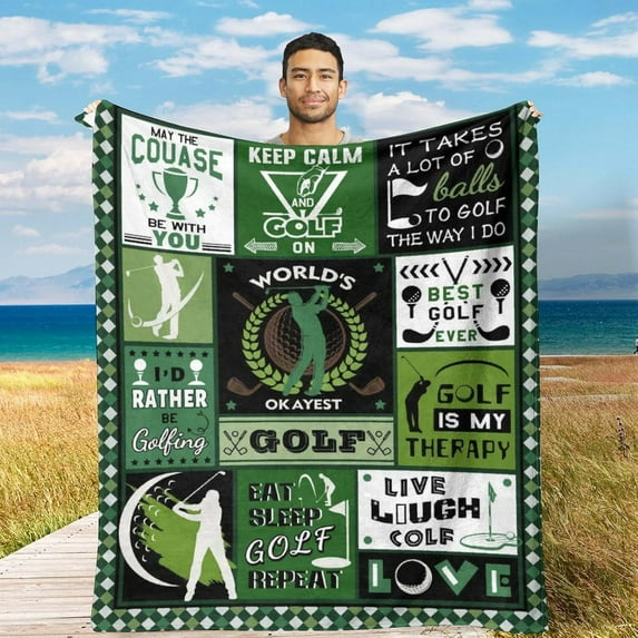 Golf Throw Blanket Golf Gifts for Men Golf Lovers Blanket Gifts for Golfers Flannel Throw Blankets for Couch Bed Sofa Best Golf Blanket Gift 60×50