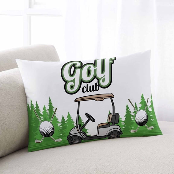 Golf Throw Pillow Covers, Green Forest Tree Balls Clubs Sports Cartoon Soft Breathable Pillow Cases with Invisible Zipper for Sleeping, Body Pillowcases for Couch Bed Sofa Chair 24x36 Inches
