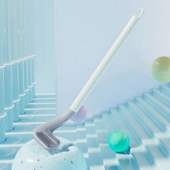 Golf Toilet Brush Wall-Mounted, Triangular Design for 360° Cleaning, PP+TPR Bristles That Don't Stick to Hair, No Perforation Installation