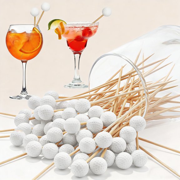 Golf Toothpicks Golf Skewers Cocktail Picks Fruit Picks for Appetizers Cocktail Garnish Party Supplies, White