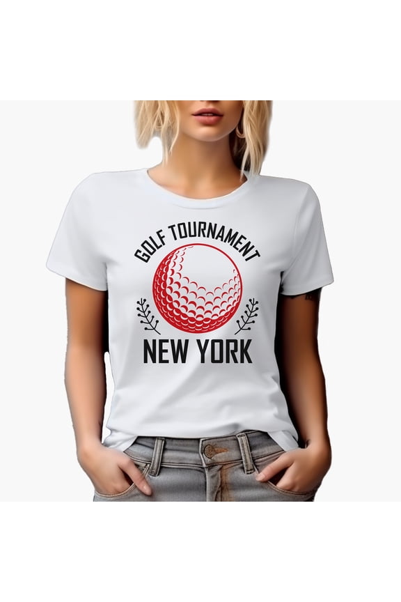 Golf Tournament, New York with Ball, Golf Player, Golfing or Golfer Themed Merch Gift, White T-Shirt, S