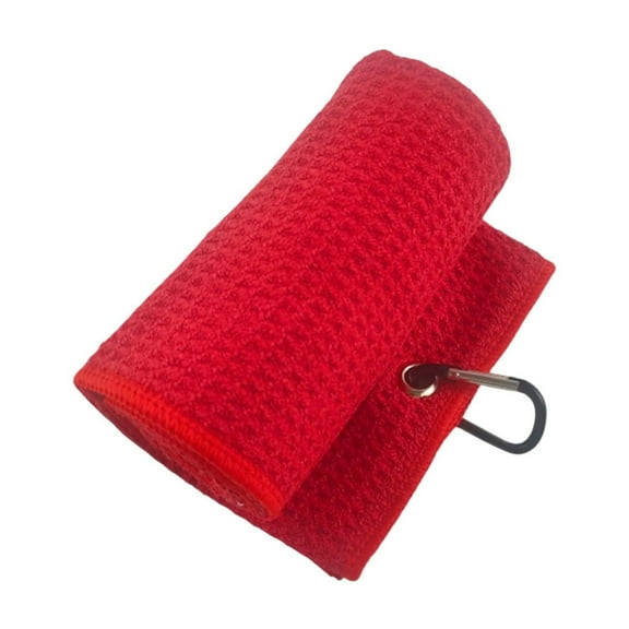 Golf Towel | 16X16In | Microfiber Fabric | Waffle Pattern | with Heavy Duty Carabiner Clip for Men and Women(Red)