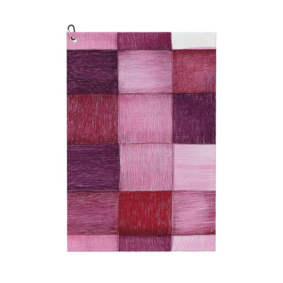 Golf Towel 24x16in Absorbent Quick Dry Decontamination Mountain-Climbing Clench Designed To Carry Four Side Locks Palevioletred Checked Hand-Drawn Sketch_2