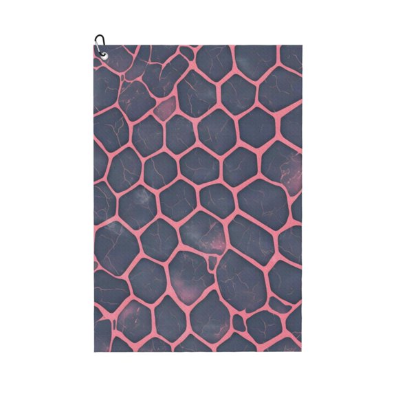 Golf Towel 24x16in Absorbent Quick Dry Decontamination Mountain-Climbing Clench Designed To Carry Four Side Locks Snake Skin Print Style Palevioletred_1