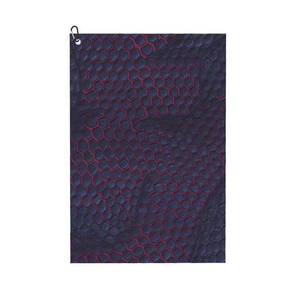 Golf Towel 24x16in Absorbent Quick Dry Decontamination Mountain-Climbing Clench Designed To Carry Four Side Locks Snake Skin Print Style Palevioletred_4