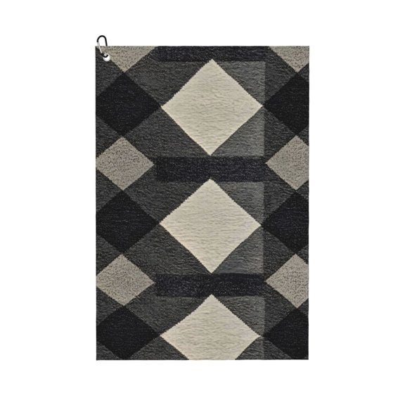Golf Towel 24x16in Absorbent Quick Dry Decontamination Mountain-Climbing Clench Designed To Carry Four Side Locks Argyle Plaid Dimgray_95746_1