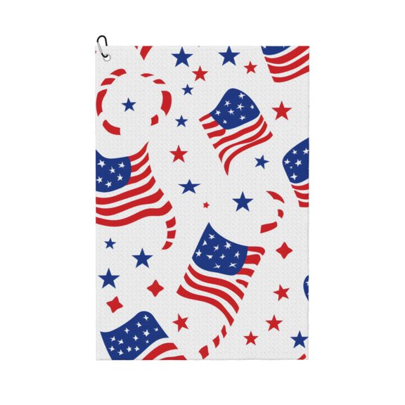 Golf Towel 24x16in Absorbent Quick Dry Decontamination Mountain-Climbing Clench Designed To Carry Four Side Locks Independence Day Theme Star (13)