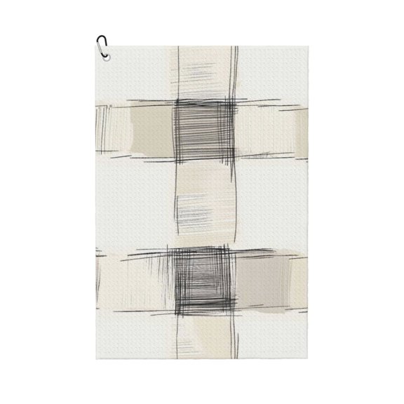 Golf Towel 24x16in Absorbent Quick Dry Decontamination Mountain-Climbing Clench Designed To Carry Four Side Locks Ivory Checked Hand-Drawn Sketch_3