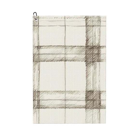 Golf Towel 24x16in Absorbent Quick Dry Decontamination Mountain-Climbing Clench Designed To Carry Four Side Locks Ivory Checked Hand-Drawn Sketch_4